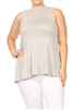 MOCK NECK SLEEVELESS RAYON PLUS TOP -RS189X-HEATHER (6 pc)
