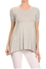 SOLID SHORT SLEEVE LOOSE FIT TUNIC SLT-1006-H-GRAY
