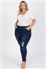 Plus Size Mid-rise Denim Jeggings pants TYEP-030-Dark-Blue-(6-PC)