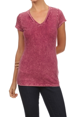 Mineral Washed Tee Burgundy (Top-T1)
