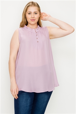 Plus size Wool-Dobby Sleeveless Top WT802X-Lavender-(6 PC)
