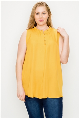 Plus size Wool-Dobby Sleeveless Top WT802X-Mustard-(6 PC)