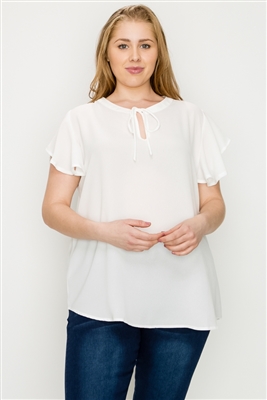 Plus size Koshibo Key-hole top WT804X-Ivory-(6 PC)