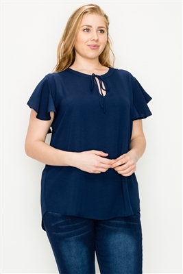 Plus size Koshibo Key-hole top WT804X-Navy-(6 PC)