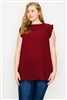 Plus size Koshibo Crochet Smocked top WT806X-Burgundy(6 PC)