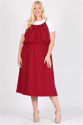 PLUS SIZE KOSHIBO MIDI-DRESSES-WT812X-Burg-(6PC)