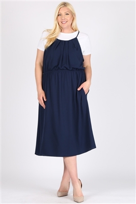 PLUS SIZE KOSHIBO MIDI-DRESSES-WT812X-NAVY-(6PC)