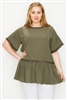 Plus size Koshibo Crochet Ruffled top WT820X-Olive(6 PC)